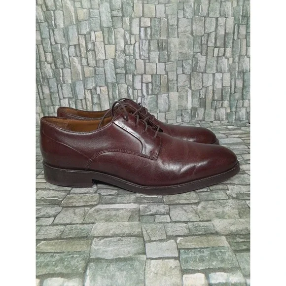 JOHNSTON MURPHY EDGERTON PLAIN TOE MENsz 10 M MAHOGANY LEATHER Oxford Derby - Picture 12 of 12